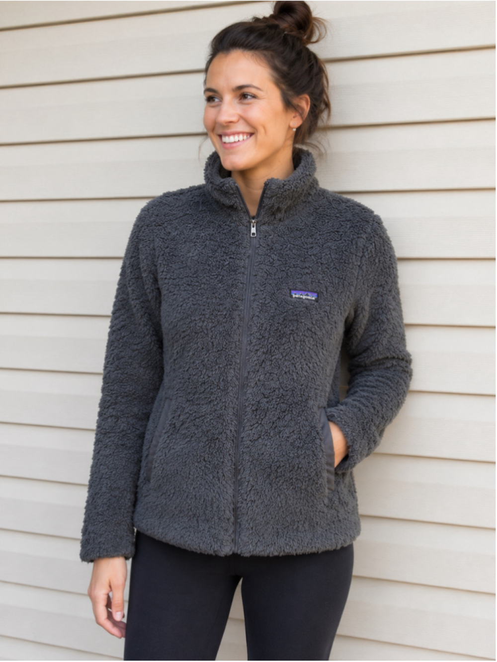 Patagonia Los Gatos Fleece Jacket Womens L Gray Full Zip High Pile Fuzzy